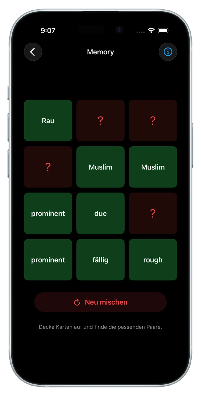 Memory-Spiel mit Wortkarten