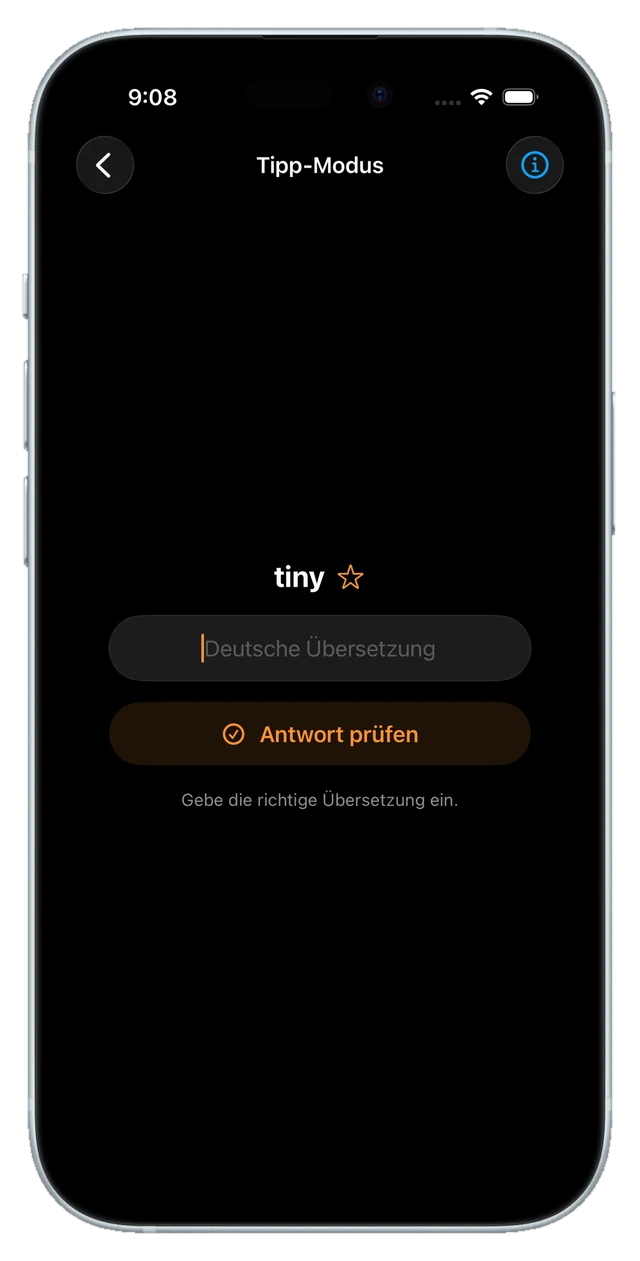 Tipp-Modus mit Eingabefeld und Bildschirmtastatur