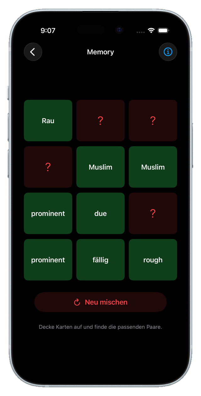 Memory-Spiel mit Wortkarten