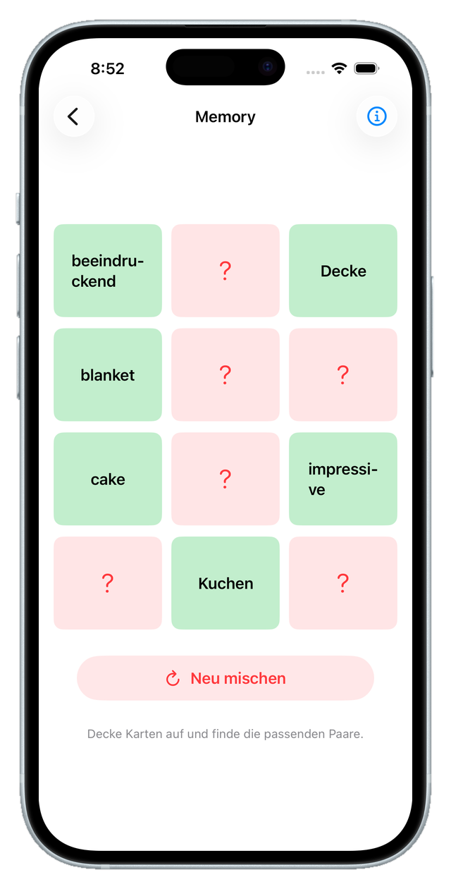 Memory-Spiel mit Wortkarten