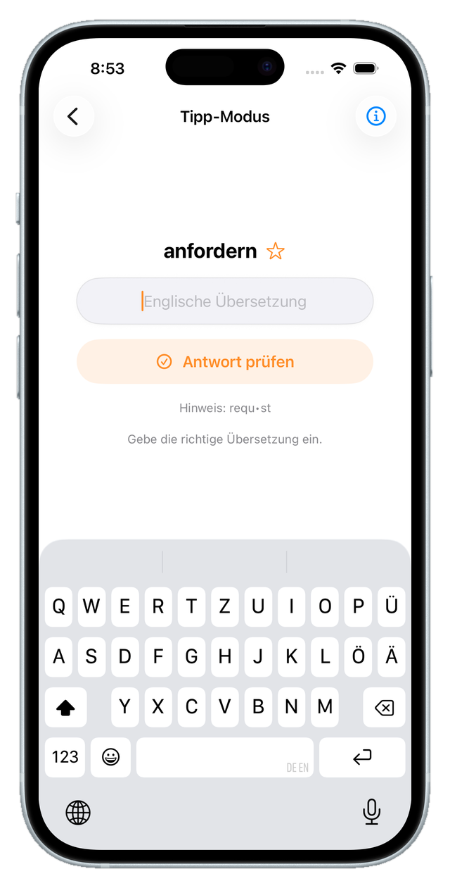 Übersetzungen direkt über die Tastatur eingeben
